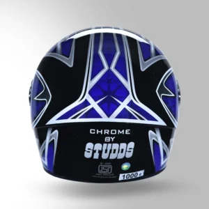 Studds Chrome D2 Decor Full Face Helmet Black and Blue for motorcycle riding