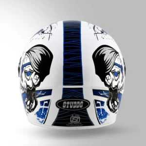 Studds Chrome D3 Decor Full Face Helmet White and Blue for bike riders