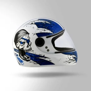 Studds Chrome D3 Decor Full Face Helmet White and Blue for bike riders