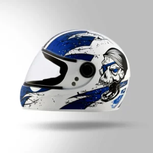 Studds Chrome D3 Decor Full Face Helmet White and Blue for bike riders