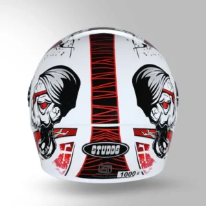 Studds Chrome D3 Decor Full Face Helmet White Red for Motorcycle Riding