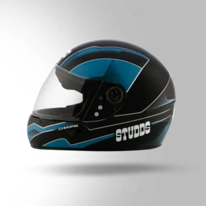 Studds Chrome D4 Decor Full Face Helmet Black and Blue for Motorcycle Riding