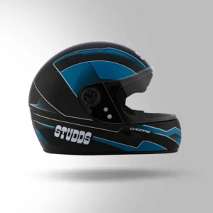 Studds Chrome D4 Decor Full Face Helmet Black and Blue for Motorcycle Riding
