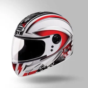 STUDDS Chrome D1 Decor Full Face Helmet White and Red for Motorcycle Riding