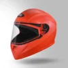 Studds Crest Eco Fluorescent Orange Full Face Helmet with aerodynamic design and EPS safety liner