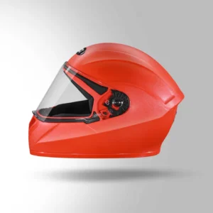 Studds Crest Eco Fluorescent Orange Full Face Helmet with aerodynamic design and EPS safety liner
