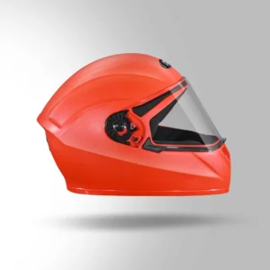 Studds Crest Eco Fluorescent Orange Full Face Helmet with aerodynamic design and EPS safety liner