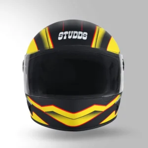 STUDDS Chrome D4 Decor Matt Black Yellow Full Face Motorcycle Helmet