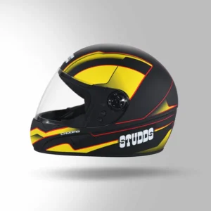 STUDDS Chrome D4 Decor Matt Black Yellow Full Face Motorcycle Helmet