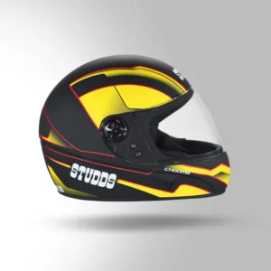 STUDDS Chrome D4 Decor Matt Black Yellow Full Face Motorcycle Helmet
