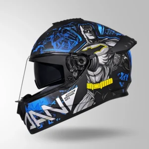 STUDDS Drifter Batman Edition Matt Black Blue Full Face Helmet
