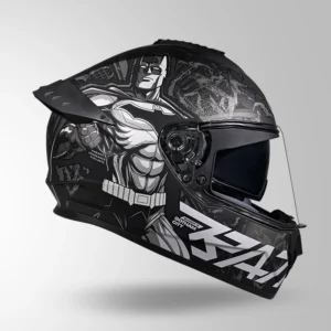 Studds Drifter Batman Edition Matt Black Grey Full Face Helmet with Batman graphics