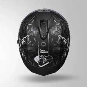 Studds Drifter Batman Edition Matt Black Grey Full Face Helmet with Batman graphics