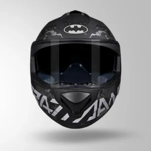 Studds Drifter Batman Edition Matt Black Grey Full Face Helmet with Batman graphics