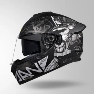 Studds Drifter Batman Edition Matt Black Grey Full Face Helmet with Batman graphics