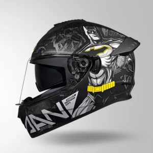 STUDDS Drifter Batman Edition Full Face Helmet Matt Black Yellow Grey