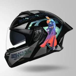 Studds Trooper Superman Edition Helmet Black Chameleon Blue flip up motorcycle helmet