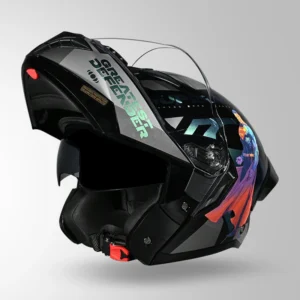 Studds Trooper Superman Edition Helmet Black Chameleon Blue flip up motorcycle helmet