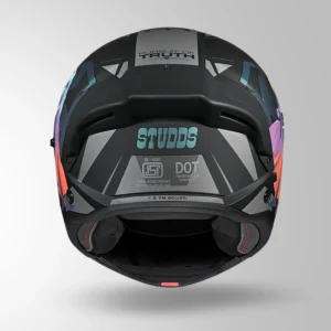 Studds Trooper Superman Edition Helmet Matt Black Chameleon Blue Flip Up Motorcycle Helmet