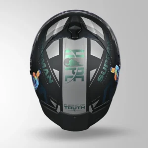 Studds Trooper Superman Edition Helmet Matt Black Chameleon Blue Flip Up Motorcycle Helmet