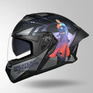 STUDDS Trooper Superman Edition Helmet Matt Black Chameleon Pink Modular Flip Up Helmet
