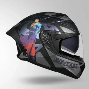 STUDDS Trooper Superman Edition Helmet Matt Black Chameleon Pink Modular Flip Up Helmet