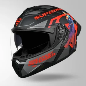 STUDDS Trooper Superman Edition Flip Up Helmet Matt Black Red motorcycle helmet