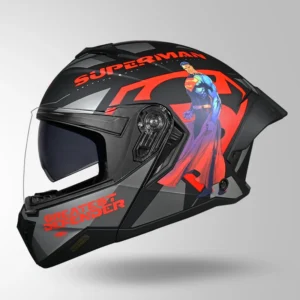STUDDS Trooper Superman Edition Flip Up Helmet Matt Black Red motorcycle helmet