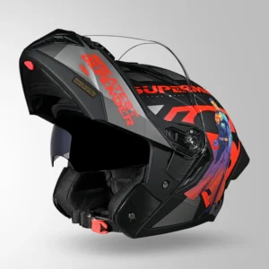 STUDDS Trooper Superman Edition Flip Up Helmet Matt Black Red motorcycle helmet