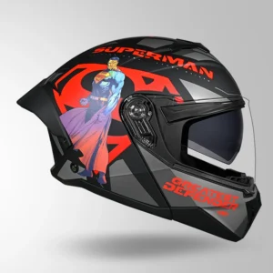 STUDDS Trooper Superman Edition Flip Up Helmet Matt Black Red motorcycle helmet