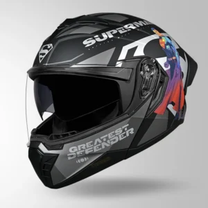 Studds Trooper Superman Edition Helmet Matt Black Grey modular motorcycle helmet