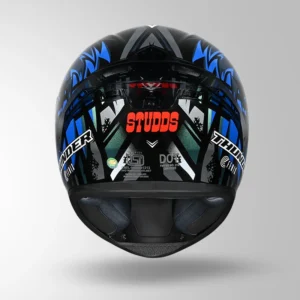 Studds Thunder Fenix Helmet Black and Chameleon Blue full face riding helmet with visor