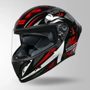 Studds Thunder Fenix Helmet Black Grey Red ISI DOT Certified Full Face Helmet