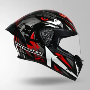 Studds Thunder Fenix Helmet Black Grey Red ISI DOT Certified Full Face Helmet