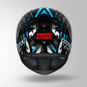 Studds Thunder Fenix Helmet Black and Blue full face riding helmet with ISI DOT certification