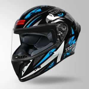 Studds Thunder Fenix Helmet Black and Blue full face riding helmet with ISI DOT certification