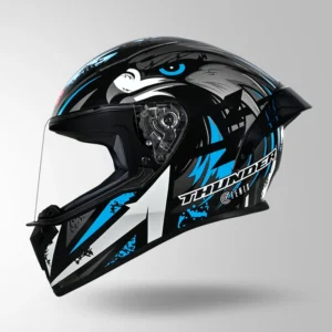Studds Thunder Fenix Helmet Black and Blue full face riding helmet with ISI DOT certification