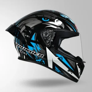 Studds Thunder Fenix Helmet Black and Blue full face riding helmet with ISI DOT certification