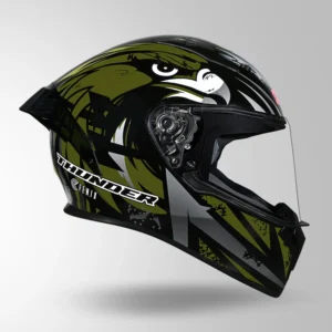 Studds Thunder Fenix Helmet Black Green full face riding helmet with visor