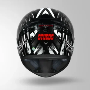 Studds Thunder Fenix Helmet Black & White full face motorcycle helmet with ventilation and ISI DOT certification