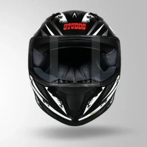 Studds Thunder Fenix Helmet Black & White full face motorcycle helmet with ventilation and ISI DOT certification