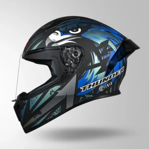 Studds Thunder Fenix Helmet Matt Black Chameleon Blue ISI DOT Certified Motorcycle Helmet