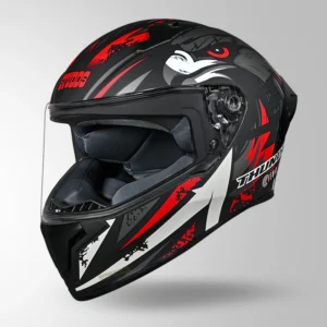 Studds Thunder Fenix Helmet Matt Black Grey Red ISI DOT certified full face motorcycle helmet