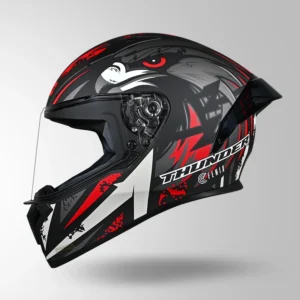 Studds Thunder Fenix Helmet Matt Black Grey Red ISI DOT certified full face motorcycle helmet