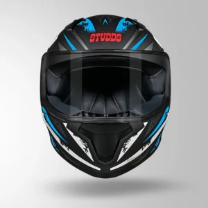 Studds Thunder Fenix Helmet Matt Black and Blue motorcycle riding helmet with visor