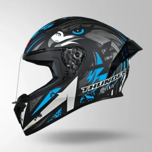 Studds Thunder Fenix Helmet Matt Black and Blue motorcycle riding helmet with visor