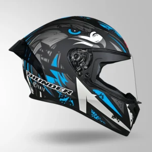 Studds Thunder Fenix Helmet Matt Black and Blue motorcycle riding helmet with visor
