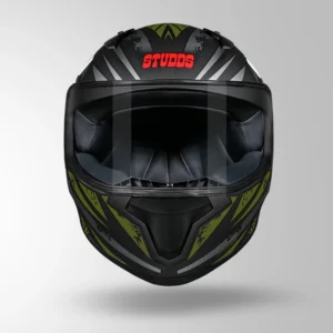 Studds Thunder Fenix Helmet Matt Black & Green ISI DOT certified full face riding helmet