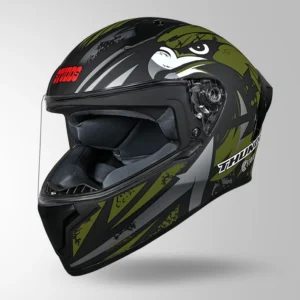 Studds Thunder Fenix Helmet Matt Black & Green ISI DOT certified full face riding helmet