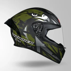 Studds Thunder Fenix Helmet Matt Black & Green ISI DOT certified full face riding helmet